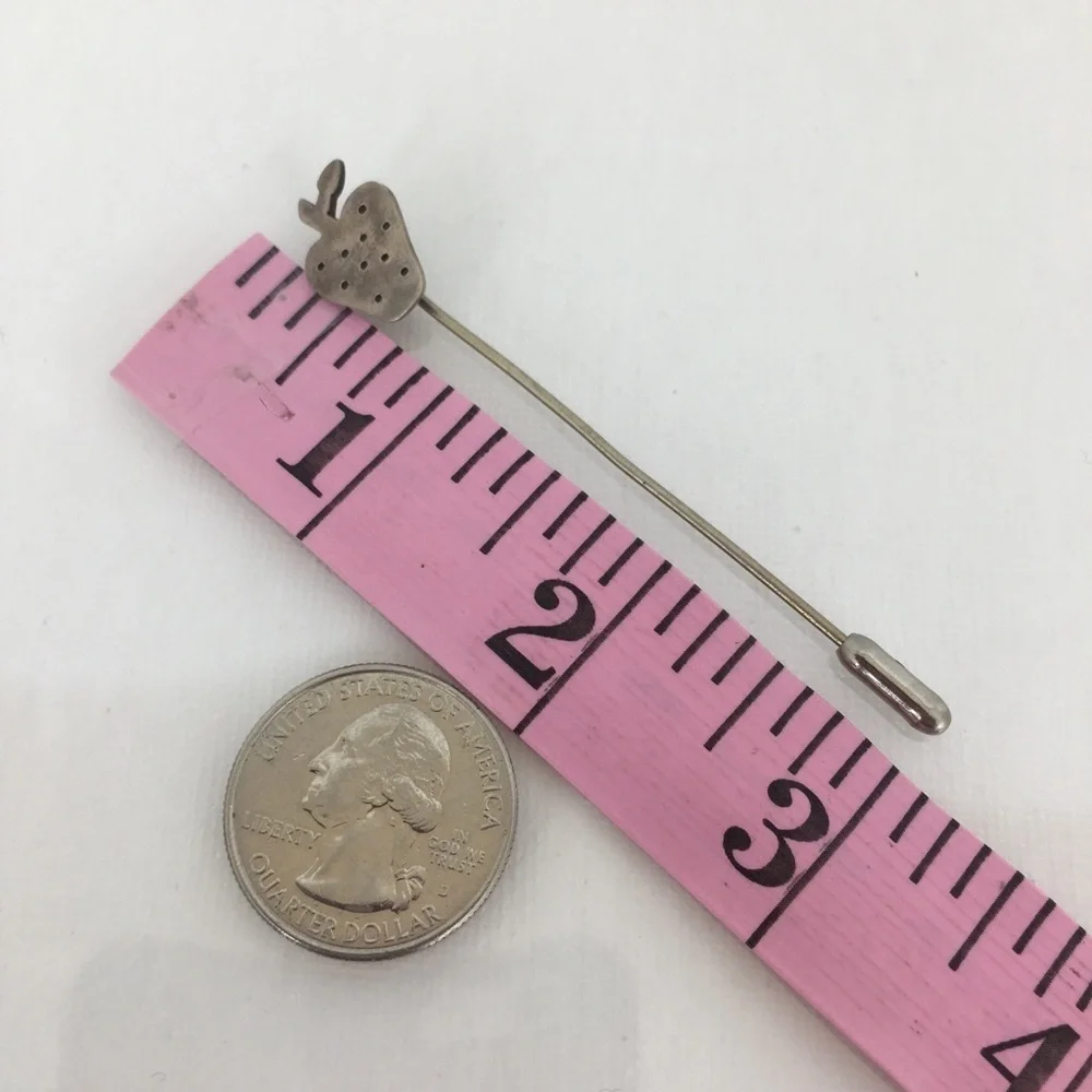Vintage Sterling Silver Strawberry Stick Pin Hat Pin Old Estate Jewelry Retro